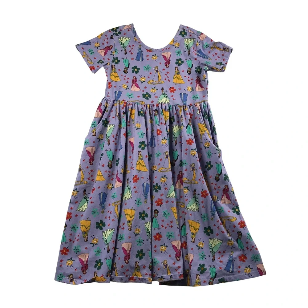 Hanna Andersson Disney Princess Purple Cotton Skater Dress Girls 12 Pockets